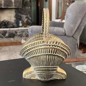 Solid Brass Basket Scallop Clam Shell Nautical Decor Vintage Made in Korea